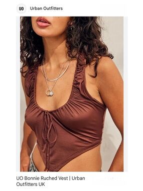 Urban Outfitters Bonnie Ruched Vest - Small - Chocolate Brown